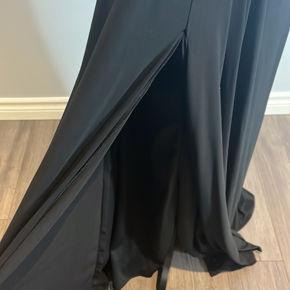 Cameron Blake for mon Cherie Long Black Gown with Ling Sleeve Dress - Picture 14 of 17